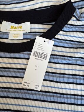 NWT Size L - Anthropologie Retro Stripe Baby Tee by Maeve (NWT US$ 48)